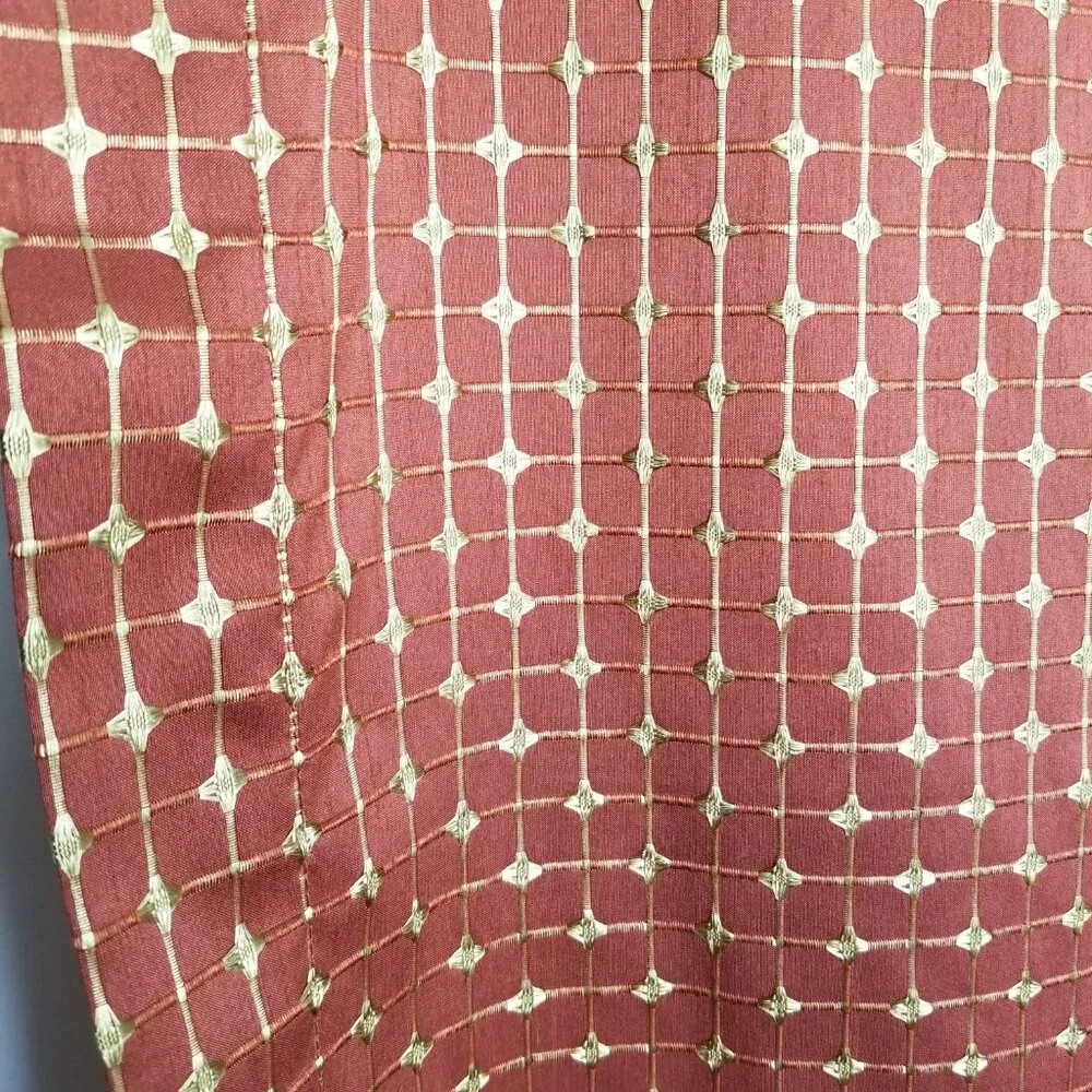 Set of 2 Veratex Rust Gold Embroidered Window Valance Lined Rod Pocket Geometric
